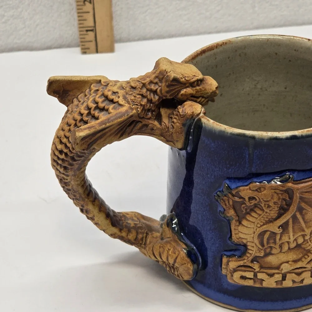 Dragon Mug Fantasy Gothic Stoneware‎ Blue Coffee Cup